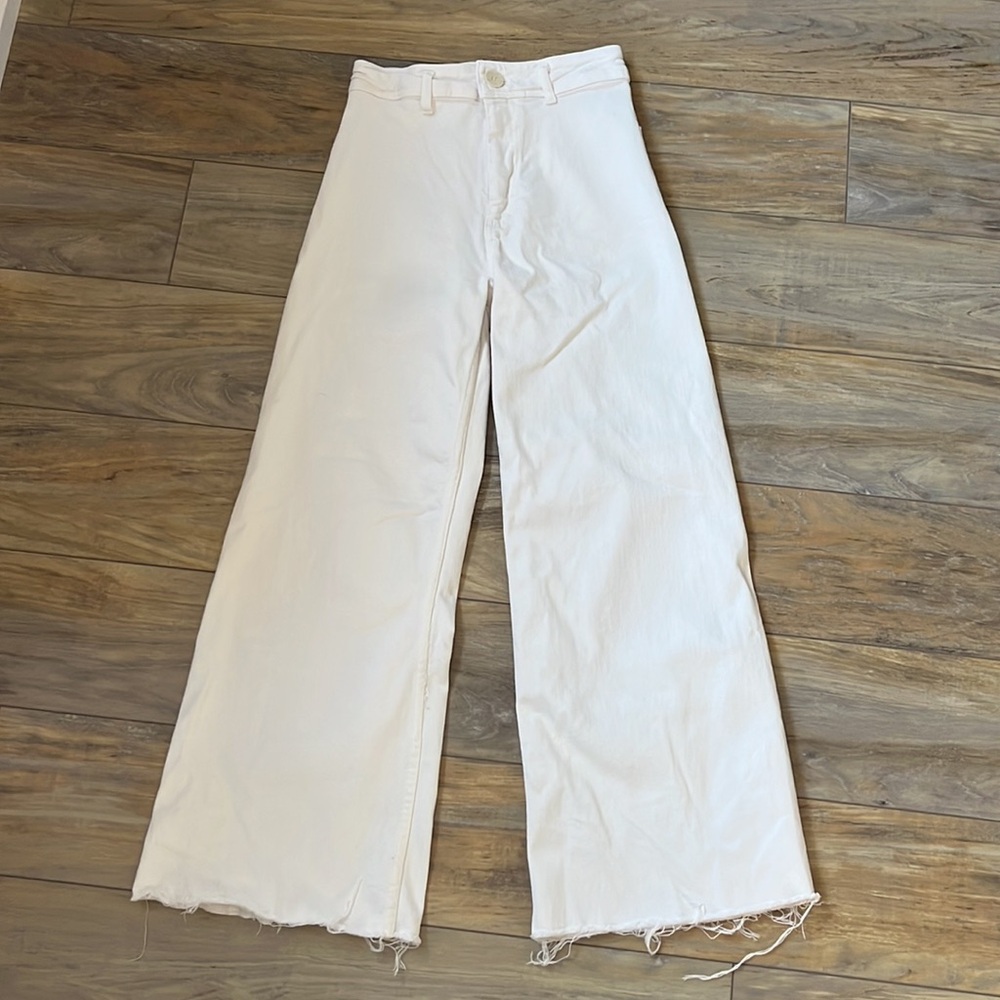 Zara High Rise Wide Leg Jeans in White